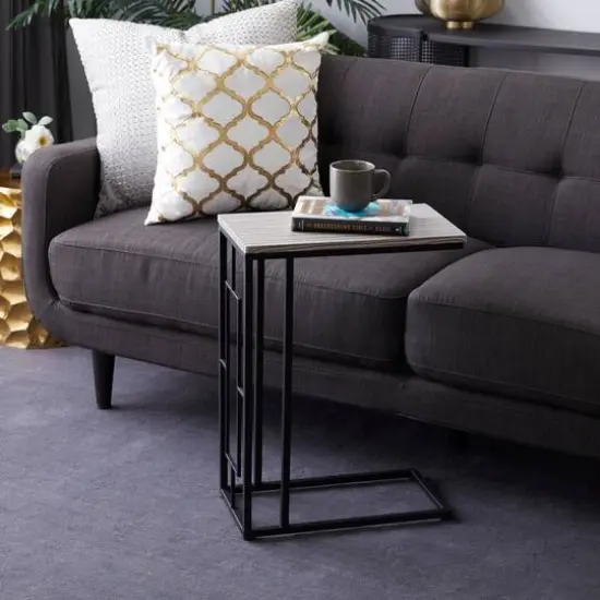 10" Black Contemporary Compact Accent Table {9}