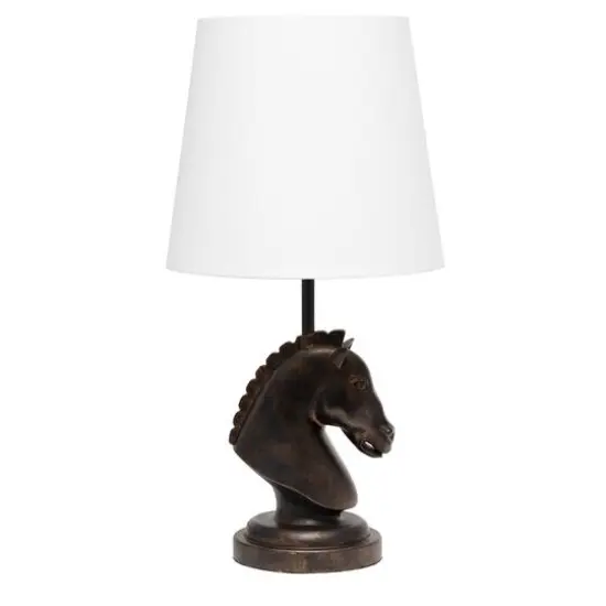 Simple Designs Chess Horse Table Lamp Dark Bronze {1}