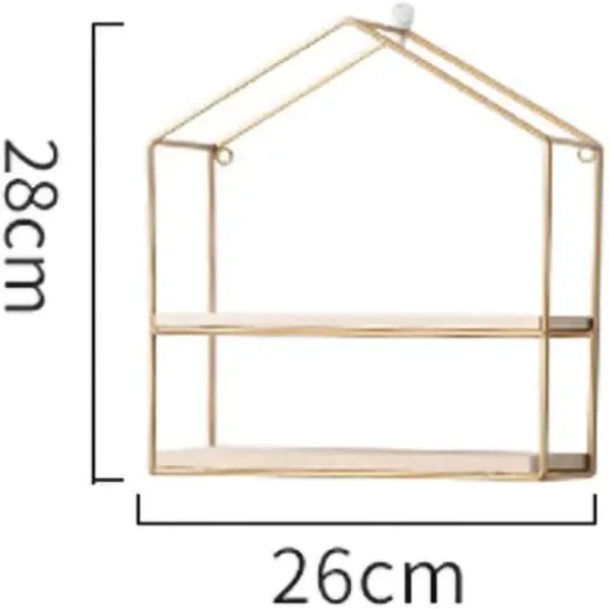 NEX&trade; Gold 2-Tier Iron House Floating Wall Shelf {3}