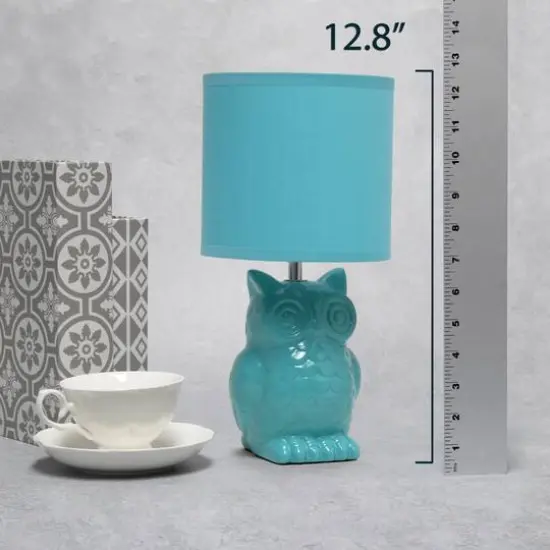 Simple Designs 13" Ceramic Owl Table Lamp Blue {5}
