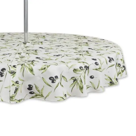 Olives Print Outdoor Tablecloth with Zipper, 60" Round {1}