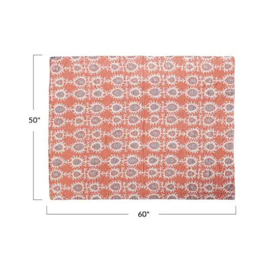 Hello Honey&reg; 60" Orange Patterned Cotton Voile Throw {4}