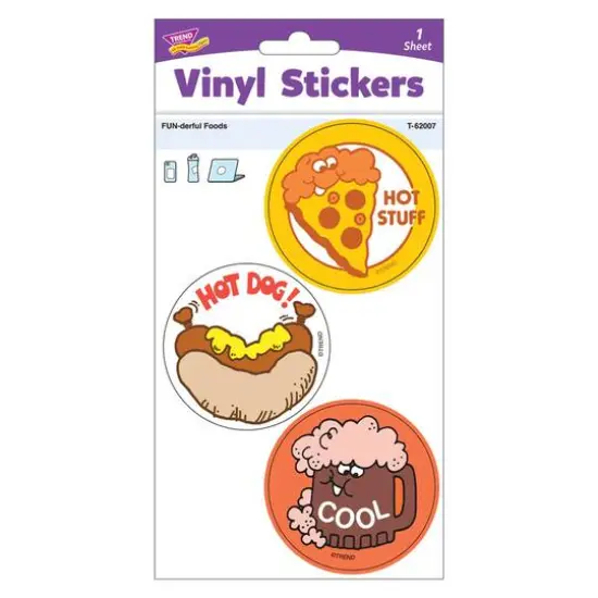 TREND Enterprises&reg; FUN-derful Foods Vinyl Stickers, 3 Per Pack, 6 Packs {4}