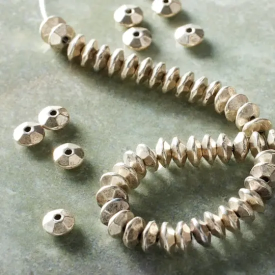 Silver Plated Rib Rondelle Beads, 6mm by Bead Landing&trade; {3}