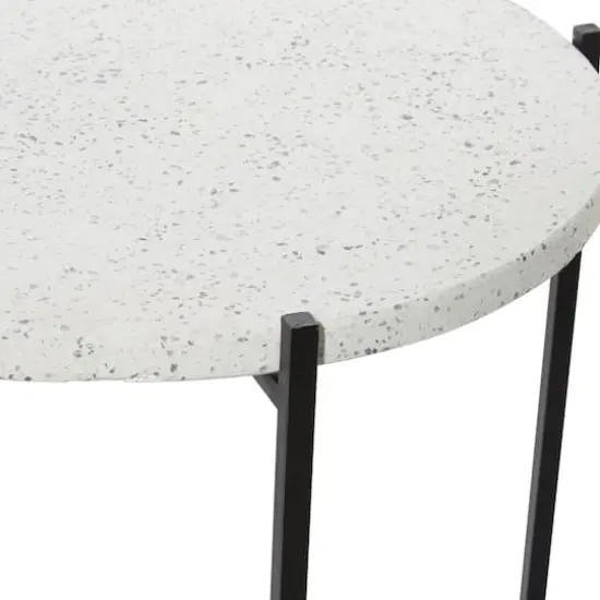 24" Black Contemporary Terrazzo Accent Table {4}
