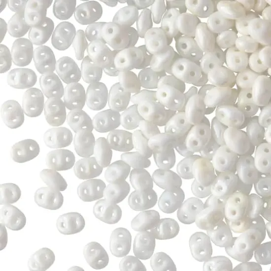 Superduo Two-Hole Czech Glass Beads Luster White {1}