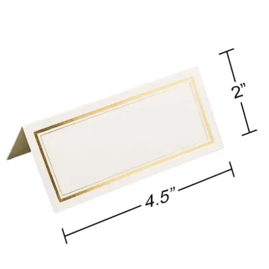 JAM Paper Double Metallic Border Fold-Over Wedding Table Place Cards, 100ct. Ivory with Gold Double Border {5}
