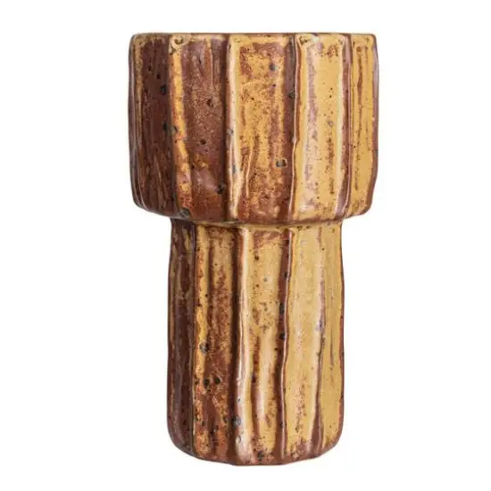 Hello Honey&reg; Bloomingville 6.5" Brown Modern Pleated Stoneware Vase {5}