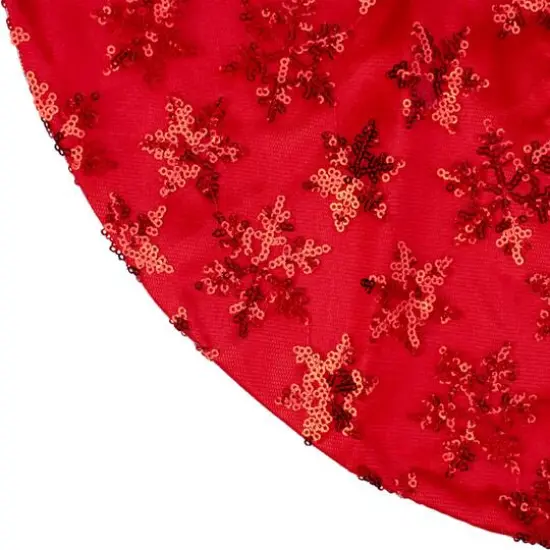 20" Red Sequin Snowflake Mini Tree Skirt {5}