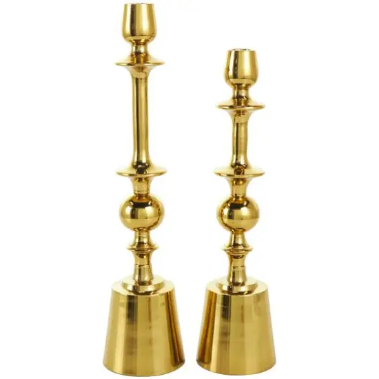 Gold Aluminum Candle Holder Set {6}