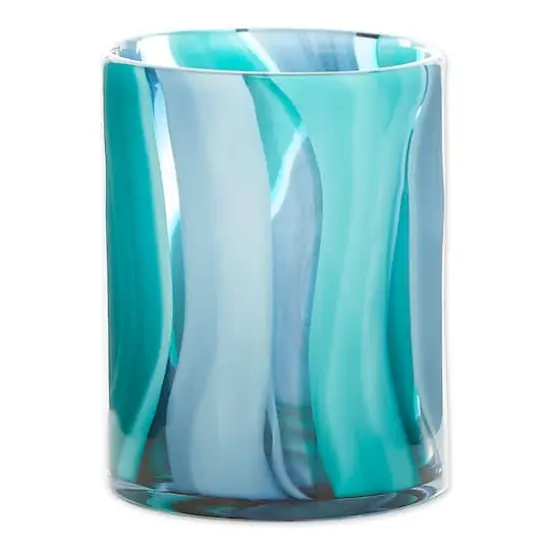 6.5" Small Blue Cylinder Glass Vase {3}