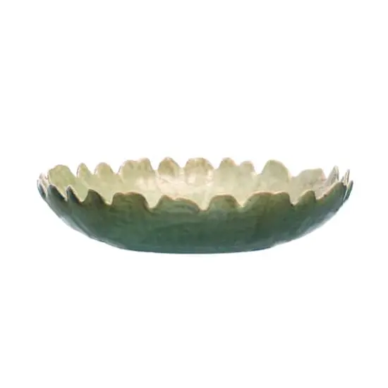 Hello Honey® 10.5" Green Round Stoneware Platter with Scalloped Edge {4}
