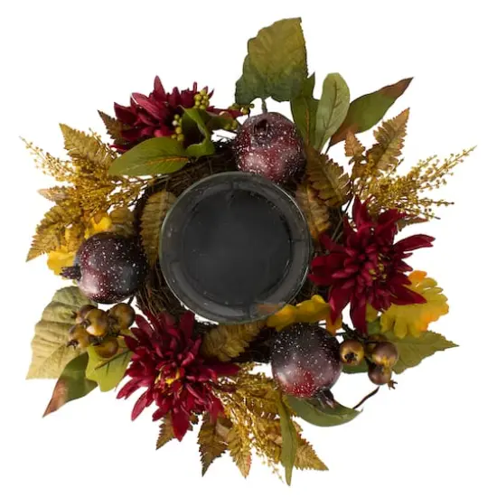 22" Mums with Pomegranate Fall Candle Holder Centerpiece {5}