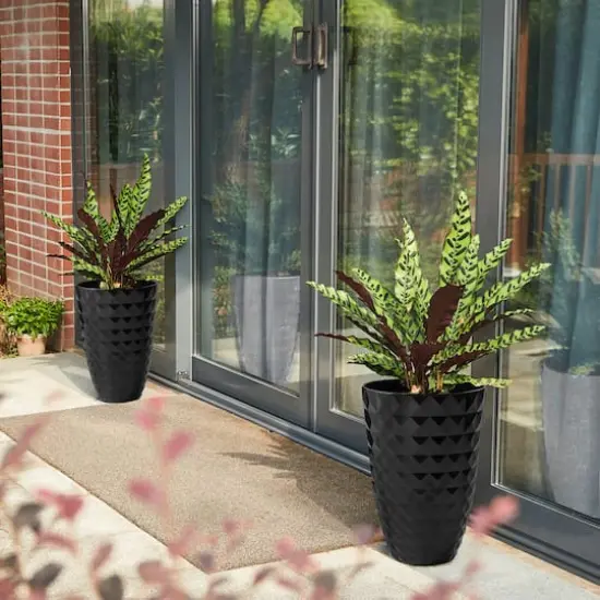 Glitzhome&reg; 19.7" Eco-Friendly Oversized Faux Ceramic Pot Planters, 2ct. Black {5}