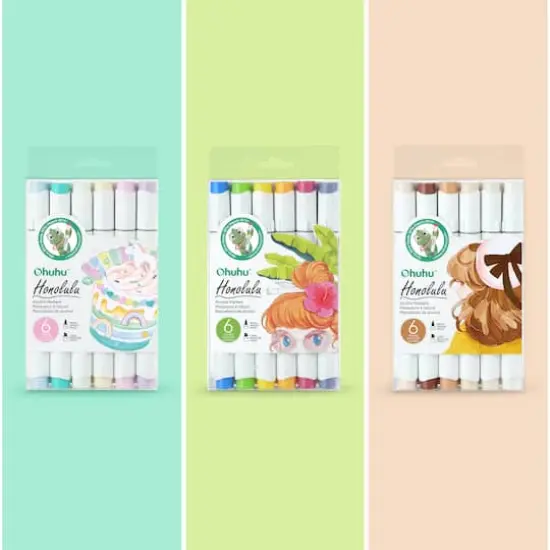 Ohuhu&reg; Honolulu Dual Tip Primary Alcohol Markers, 6ct.  {6}