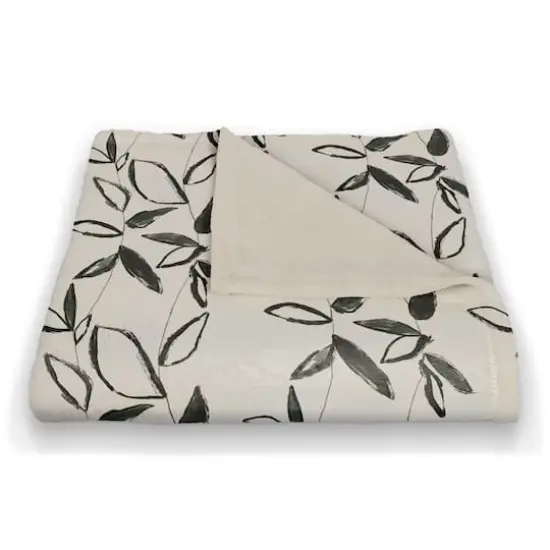 Black Leaf Stripes 50" x 60" Coral Fleece Blanket {3}