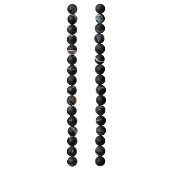 Matte Black & Brown Striped Agate Round Beads, 8mm by Bead Landing&trade; {4}