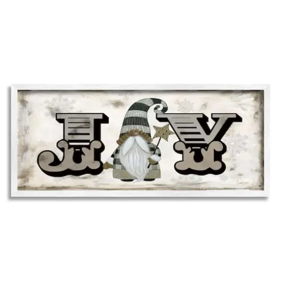 Stupell Industries Joy Vintage Holiday Gnome Framed Giclee Art White {1}