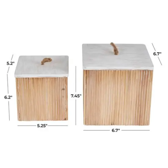 Light Brown Box Set with Whitewashed Wood Lids {10}
