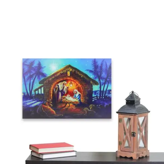 LED Fiber Optic Lighted Nativity Scene Christmas Wall Art {5}