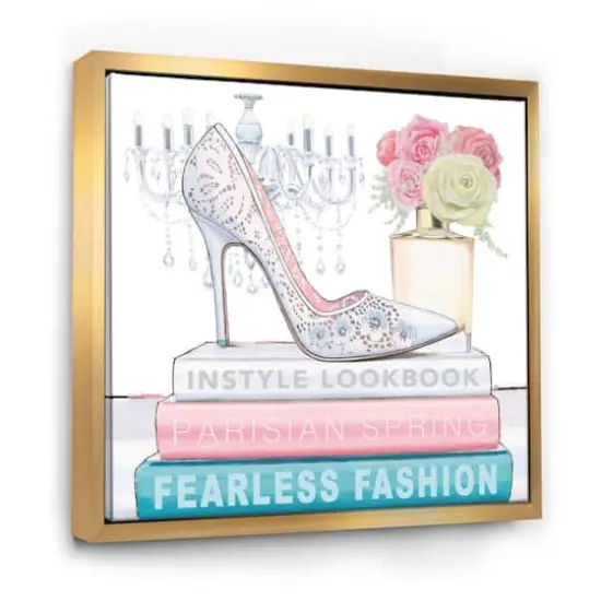 Designart - Pink Fashion high heels III - Posh & Luxe Framed Canvas {1}