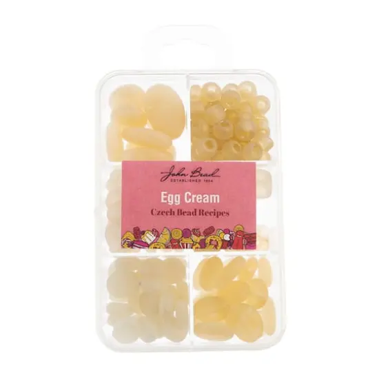 John Bead Czech Glass Recipe Box Beading Kit Egg Cream {1}