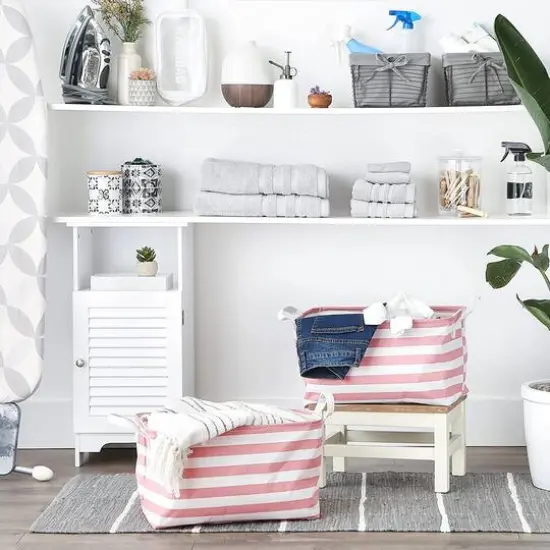 DII&reg; Striped Laundry Bins, 2ct. Rose Stripe {5}