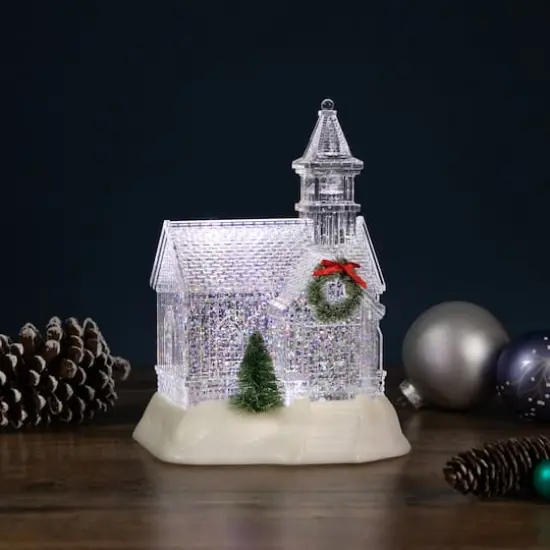 9" LED Icy Crystal Glitter Snow Globe Christmas House {3}