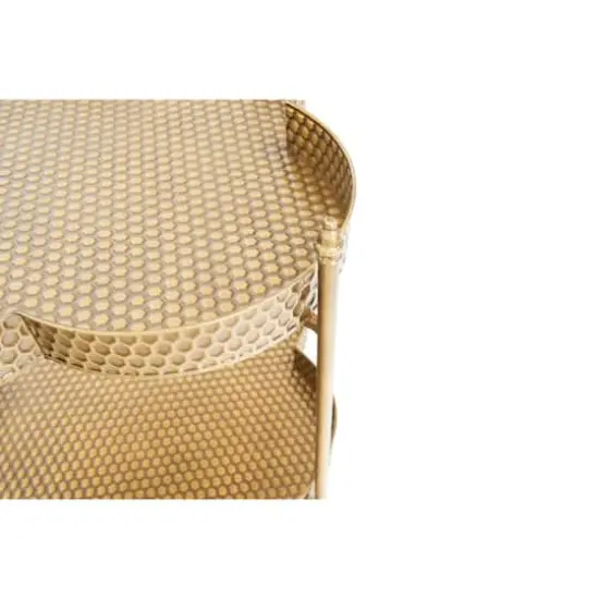 Hello Honey&reg; 28.5" 2-Tier Clover Shaped Metal Bar Cart on Caster Wheels Antique Brass {6}