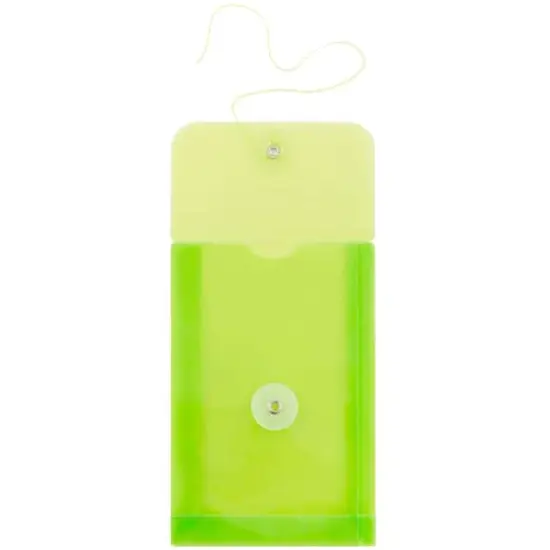 JAM Paper 4.25" x 6.25" Plastic Button & String Tie Closure Envelopes, 12ct. Lime Green {6}