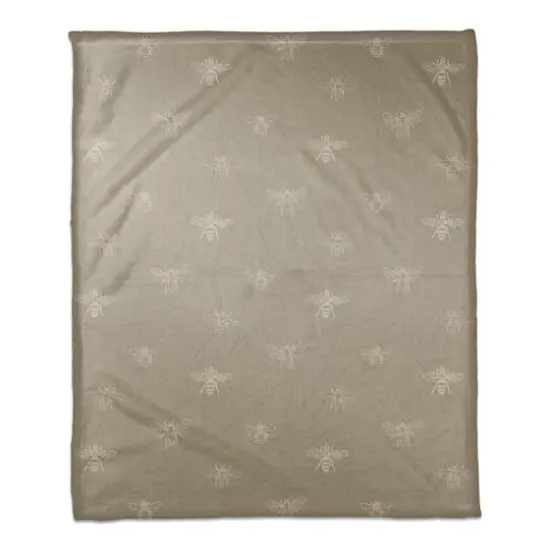 Delicate Bee Pattern Coral Fleece Blanket Brown {1}