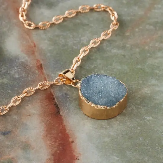 Dyed Druzy Quartz Round Pendant by Bead Landing&trade; Blue {3}