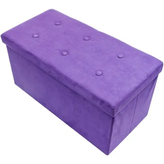 Sorbus 30" Faux Suede Storage Bench Purple {1}