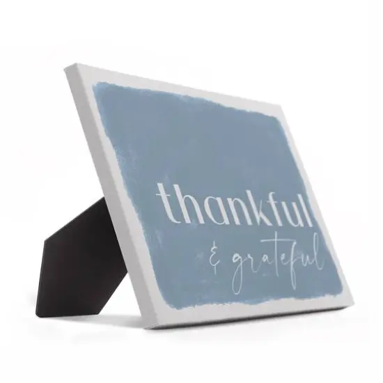 Blue Thankful & Grateful Tabletop Canvas {3}