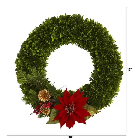 18'' Tea Leaf, Poinsettia & Pine Wreath {3}