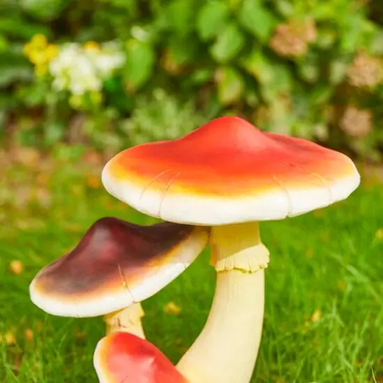 Glitzhome® 15.75" Solar Powered Vibrant Mushroom Garden Statue {4}