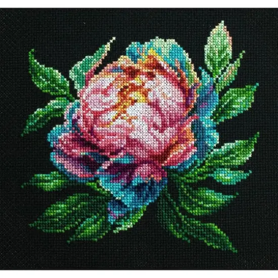 Luca-S Abalone Pearl Peony Counted Cross Stitch Kit with Display Hoop {3}