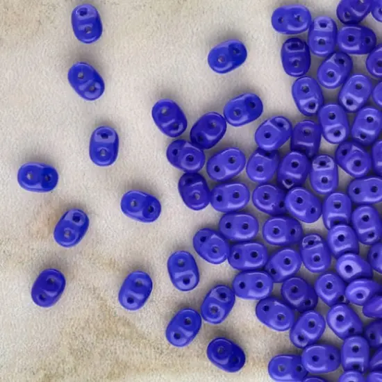 Superduo Two-Hole Czech Glass Beads Blue Solid {3}