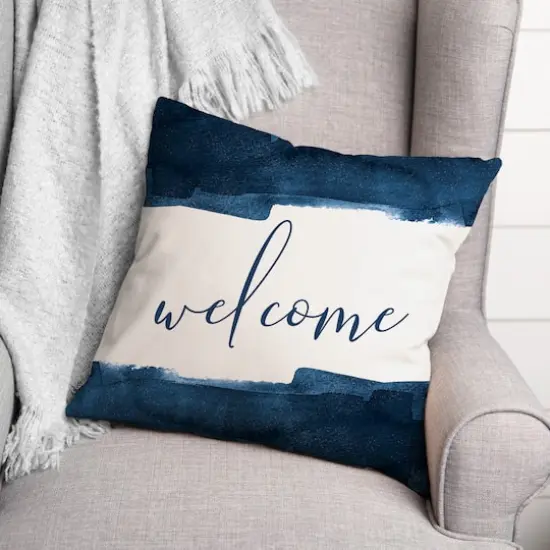 Navy Welcome Throw Pillow 18" x 18" {3}