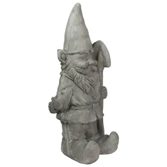 18.5" Gray Gardener Gnome with Shovel Outdoor Garden Statue {4}