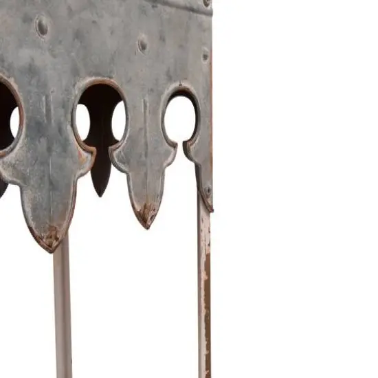 Hello Honey&reg; 36" Rustic Farmhouse Metal Console Table with Solid Wood Top Distressed Zinc Finish {4}