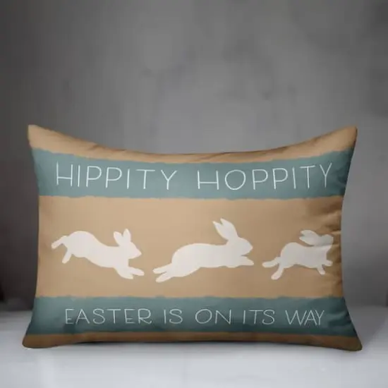 Hippity Hoppity Bunnies Tan 14" x 20" Indoor / Outdoor Pillow {4}