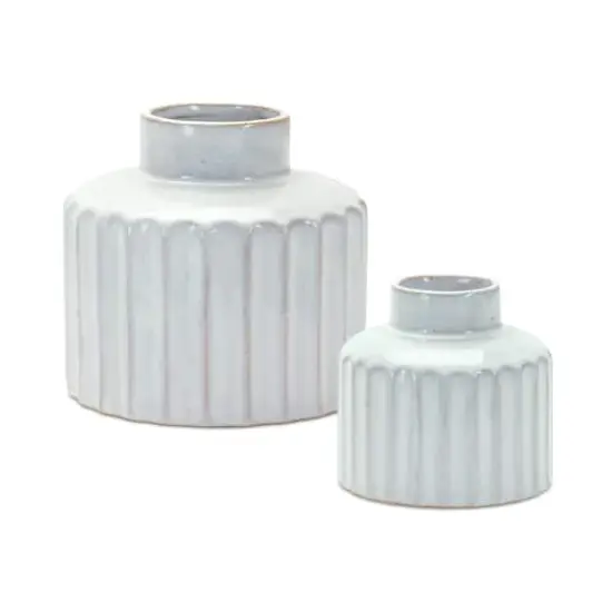 Ribbed Porcelain Vase Set {1}