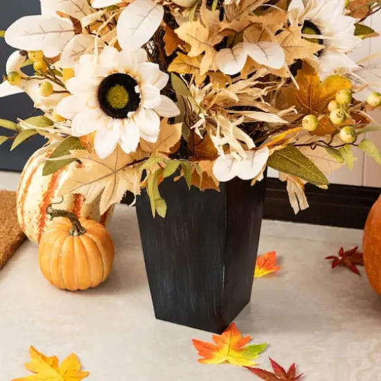 Glitzhome&reg; 36" Fall Neutral Sunflower, Pumpkin and Leaf Porch Tree {5}
