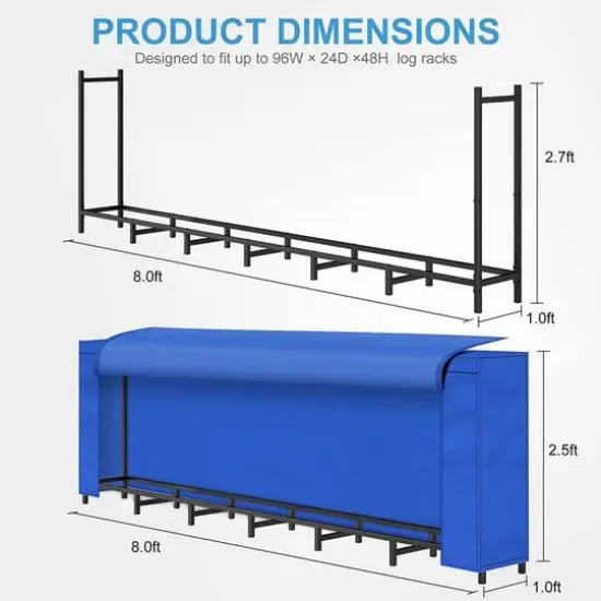NEX&trade; Outdoor Firewood Rack with Blue Cover Combo Set {6}