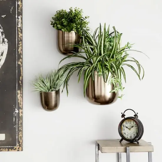 Black Metal Contemporary Hanging Planter Set {6}