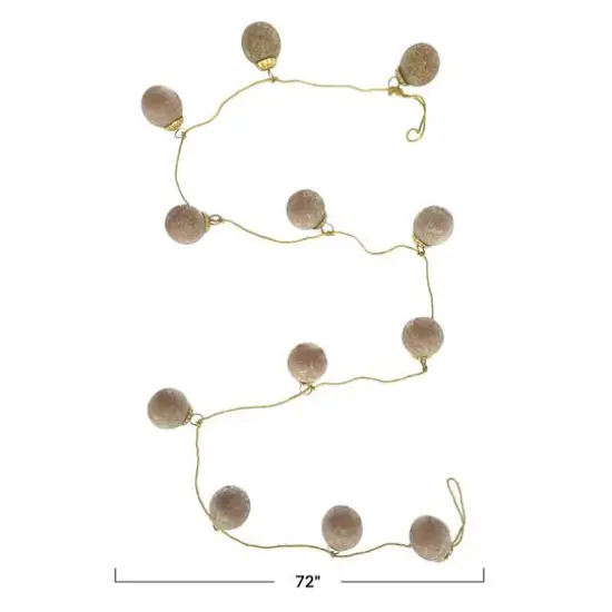 Hello Honey&reg; 6ft. Light Matte Pink Glass Ball Ornament Garland with Embedded Natural Hay & Gold Cord {4}