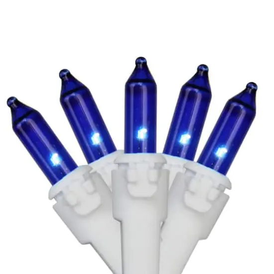 100ct. Mini Christmas String Lights with White Wire Blue {1}