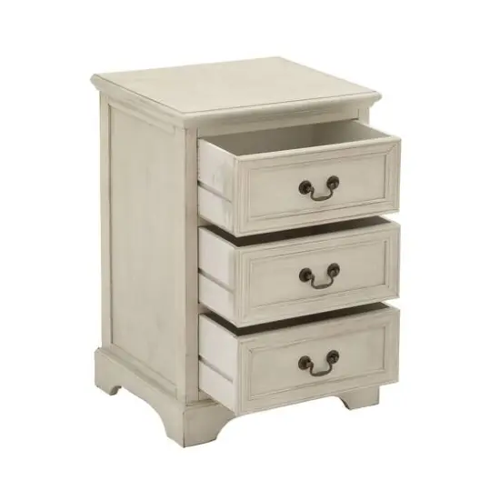 Cream Wood Traditional Accent Table, 25" x 17" x 14" {3}