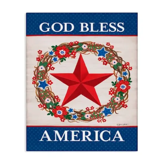 Stupell Industries God Bless America Wreath Canvas Wall Art {1}